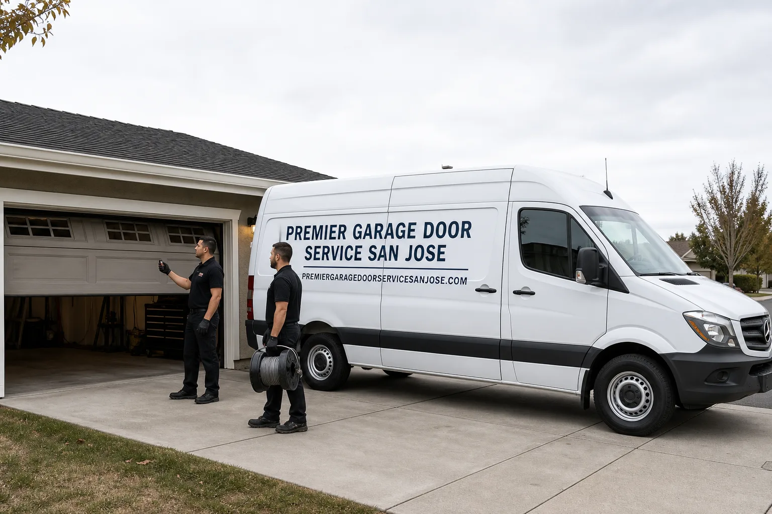 Premier Garage Door Service San Jose service vehicle and crew in San Jose, CA